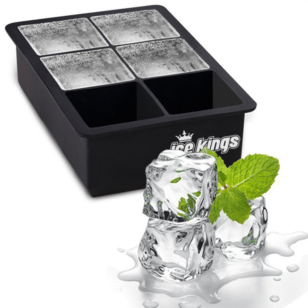 Bourbon Ice Cube Trays Giant Square 2.2 Whiskey Molds 6 cubes