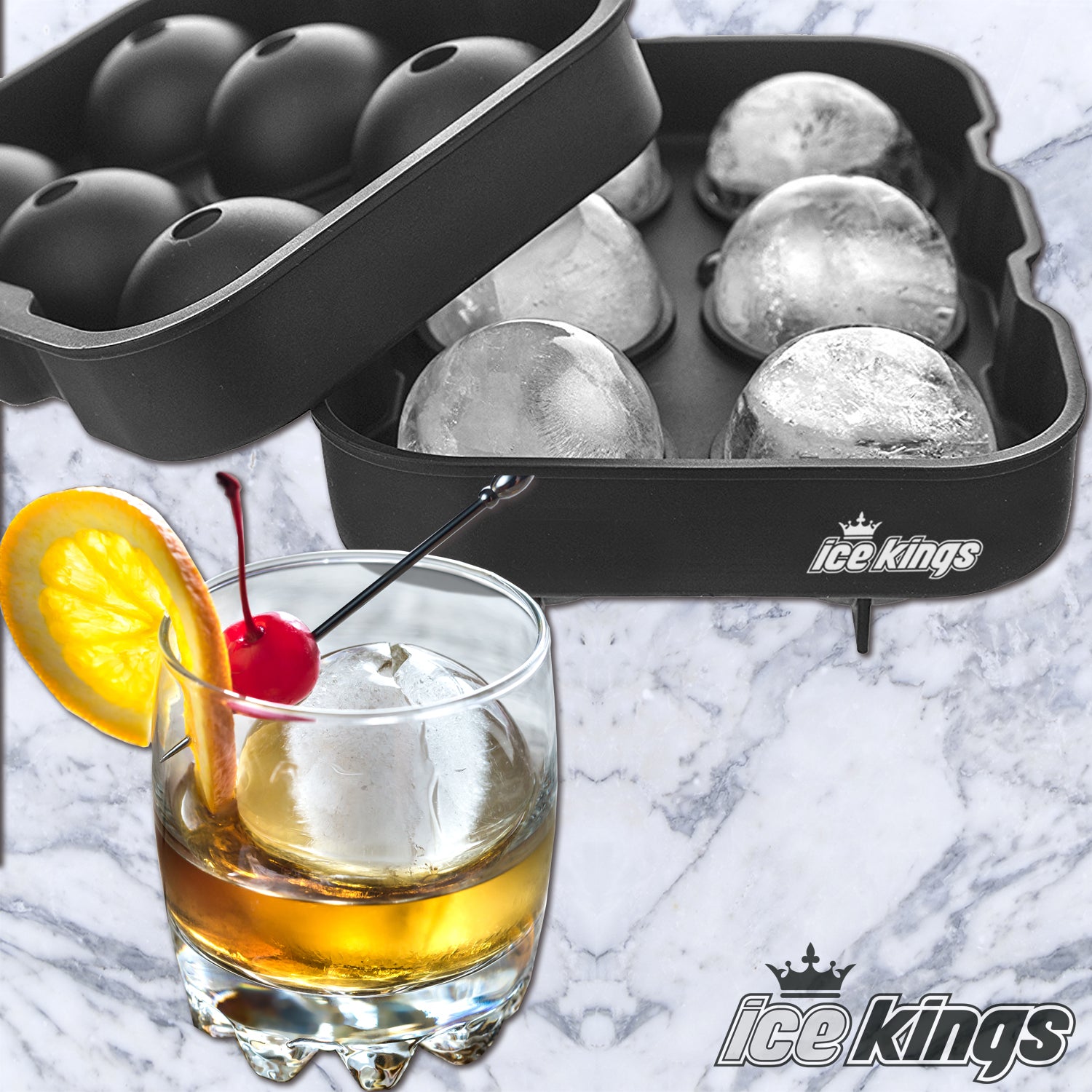 Cheap Cocktail Whiskey Ice Ball Maker Ice Cube Tray 4 Large