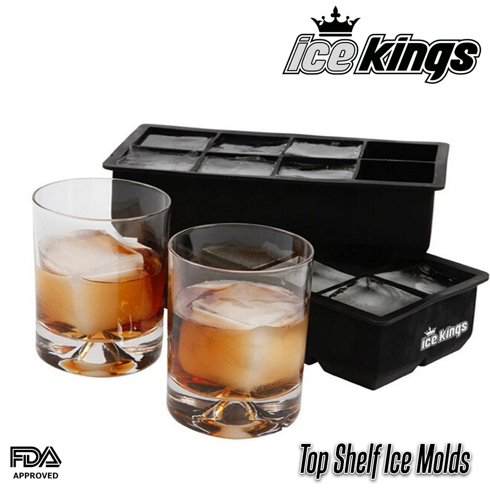 Bourbon Ice Cube Trays Giant Square 2.2 Whiskey Molds 6 cubes tray -  Square King Size, Reusable BPA Free Cocktails Old Fashion Summer Drinks