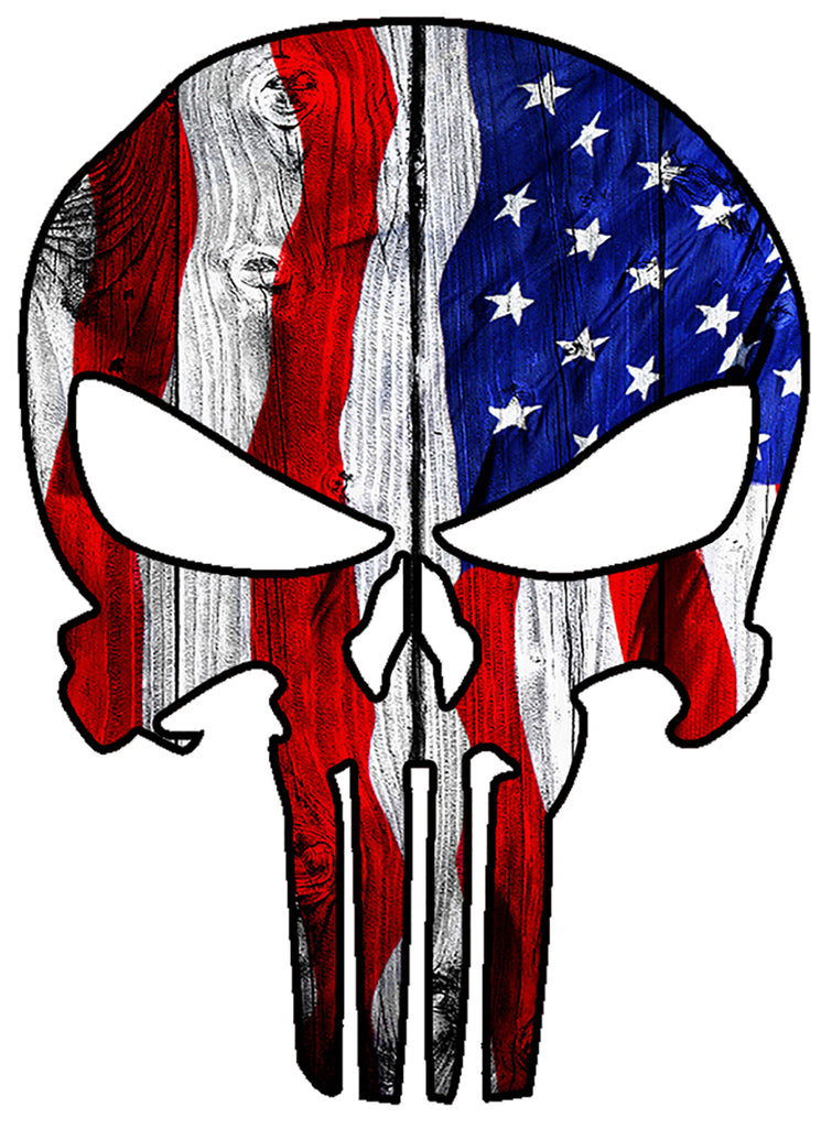 Punisher Skull Military American Flag Us Sticker Decal Large 8" Sticker 