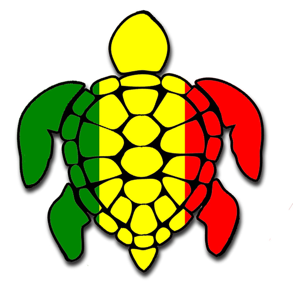 Sea Turtle Rasta Irie Reggae Design Red Yellow Green Hawaii Turtle Sticker Sticker 