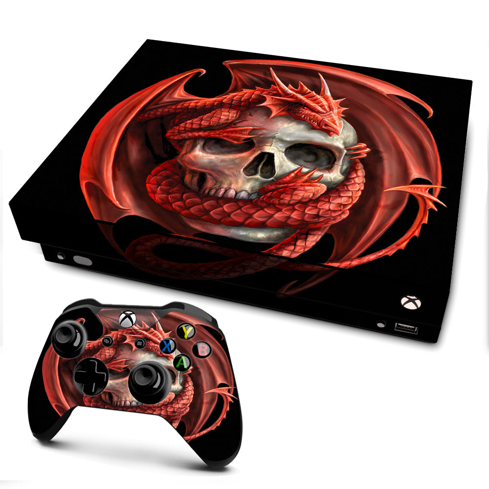 Anne Stokes Skull Embrace | Skin Decal Vinyl Wrap for xBox One X Console & Controller