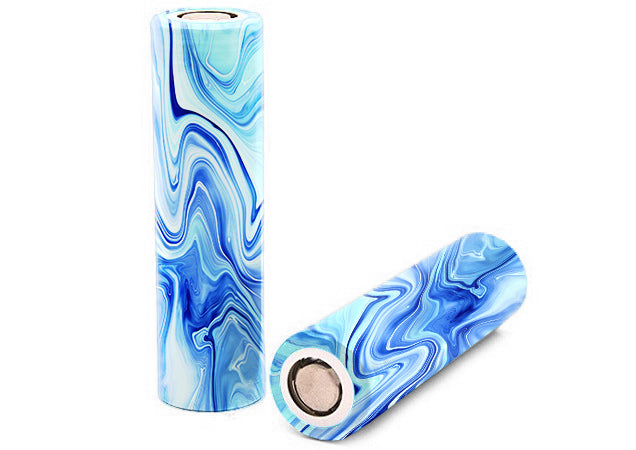 Blue Marble Swirl Pastel Glass Battery Wrap Skin For Your 18650 Vape Batteries 2Xpcs Itsaskin 18650 Battery Wraps Skin
