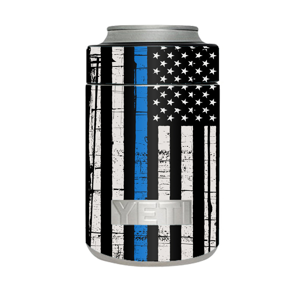 Skin Decal for Yeti Colster Can Tumbler Thin Blue Line Police Lives U.S. Flag