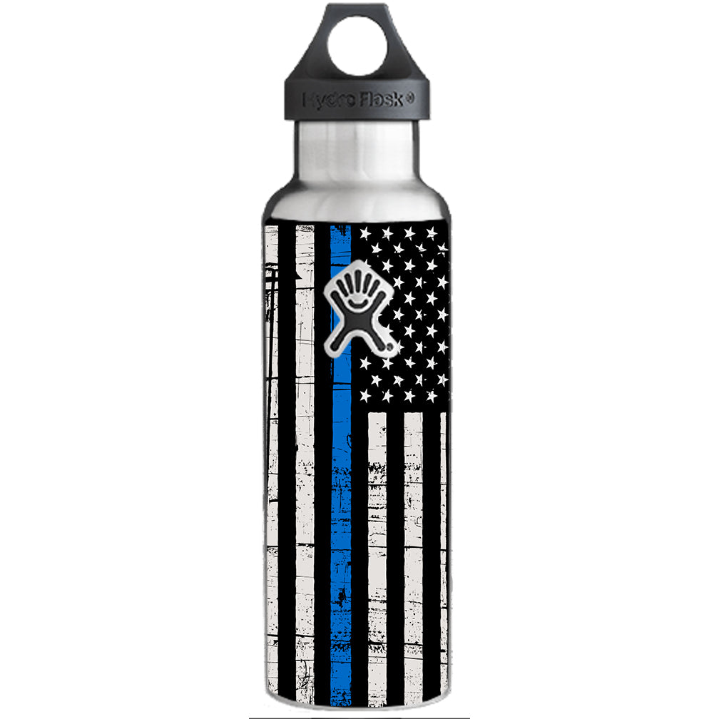 Skin Decal For Hydro Flask 21 Oz Standard Tumbler Thin Blue Line Police Lives Hydroflask 21 oz Standard Mouth Skin
