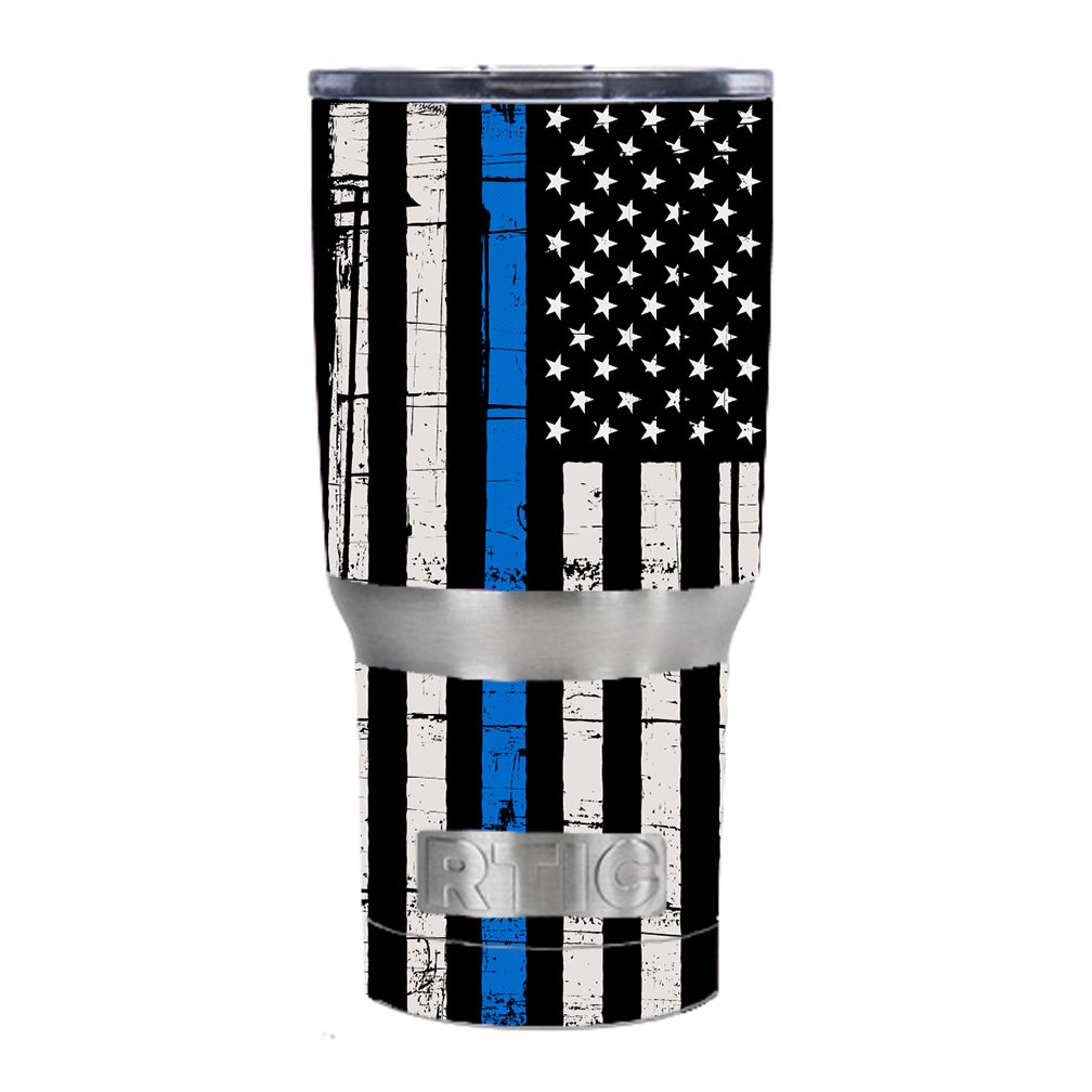 Skin Decal For Rtic 20Oz Tumbler Thin Blue Line Police Lives Matter Subdued Flag RTIC 20oz Tumbler Skin