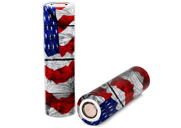 American Flag Distressed Wood Battery Wrap Skin For Your 18650 Vape Batteries 2Xpcs Itsaskin 18650 Battery Wraps Skin