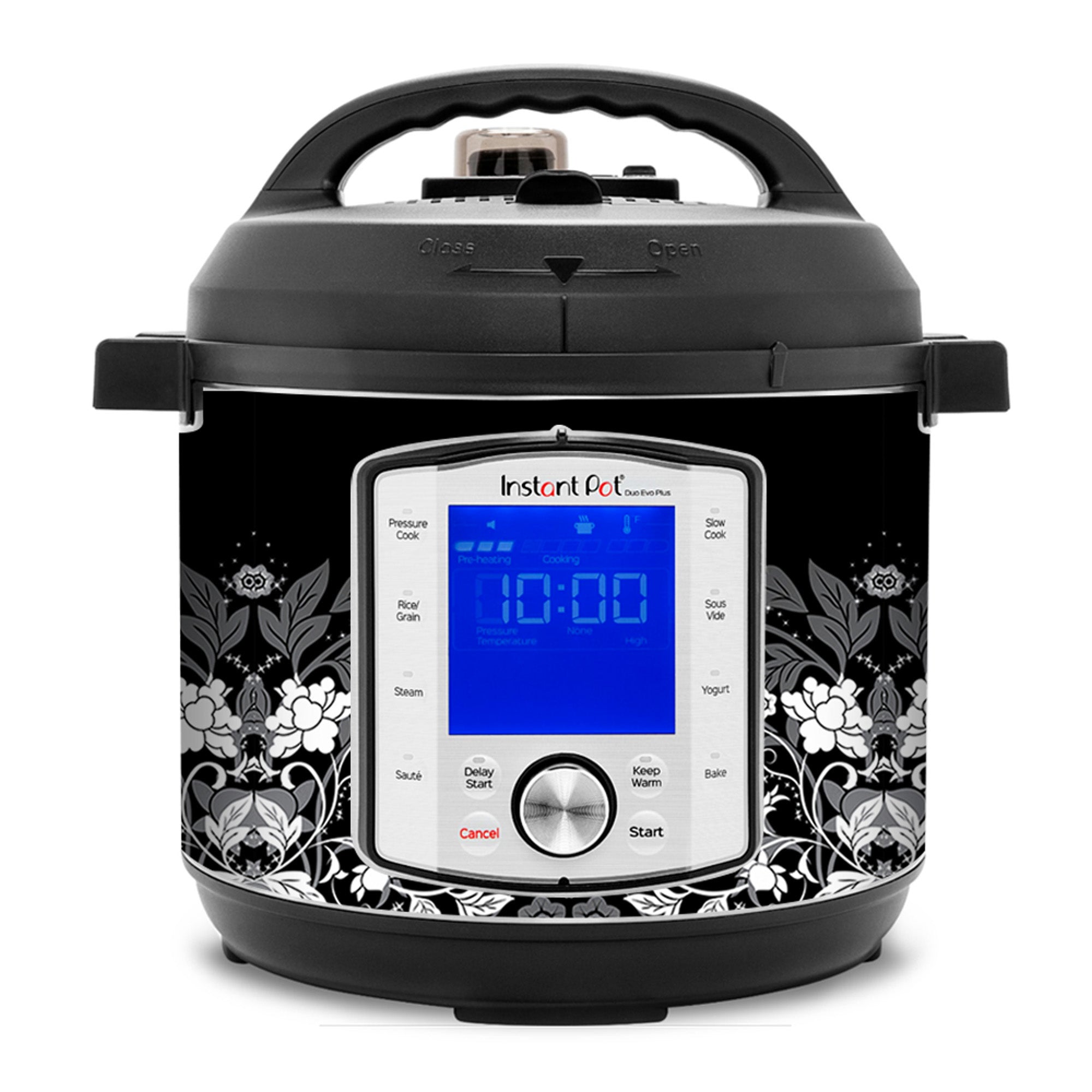 Black and White Floral | Skin For Instant Pot Duo Evo Plus 6QT