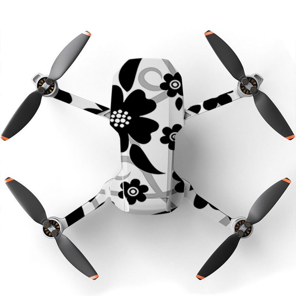 Black White Flower Print