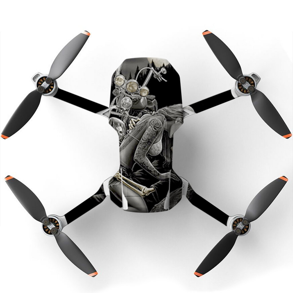 Biker Skeleton Full Moon Tattoo