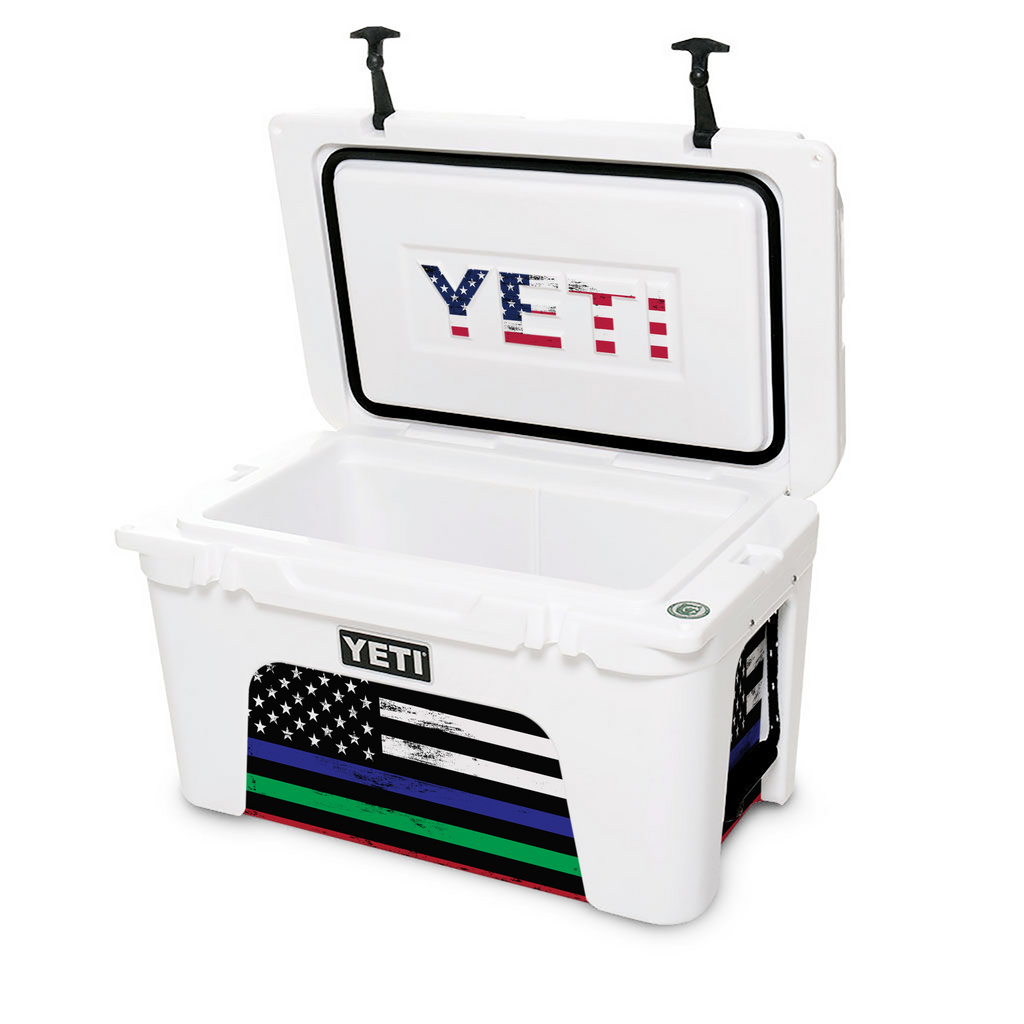 Thin Green Blue Red Line | YETI 45qt Cooler Skin