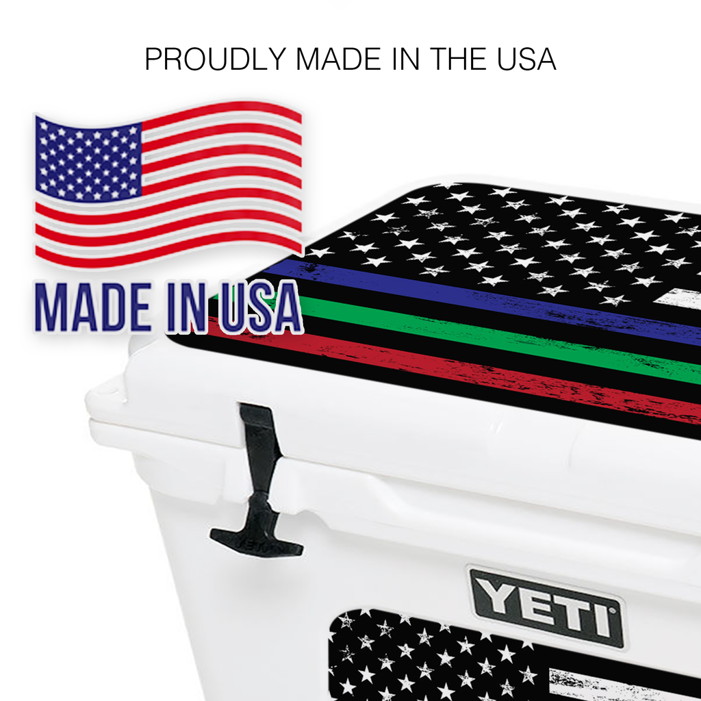 Thin Green Blue Red Line | YETI 45qt Cooler Skin